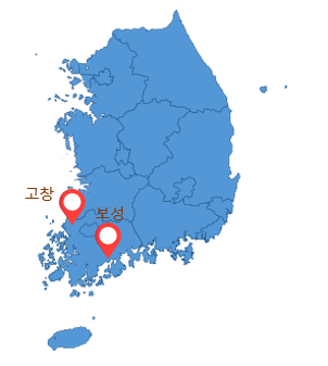 지도-표준기상관측소 고창, 보성