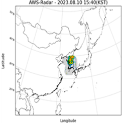 AWS+레이더 융합 강수(동북아 지도)