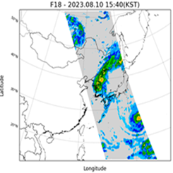 극궤도 위성 강수(동북아 지도)